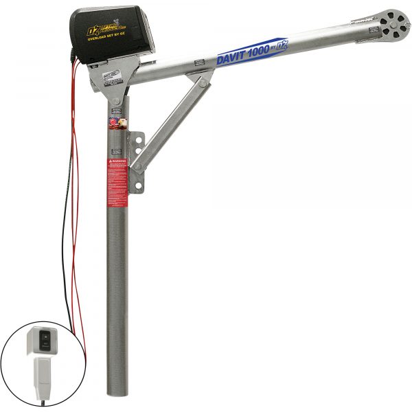 OZ Lifting Products Davit 1000 Davit Crane with 12V DC Winch 1000lbs Capacity 60in Height OZ1000DAV-DCW
