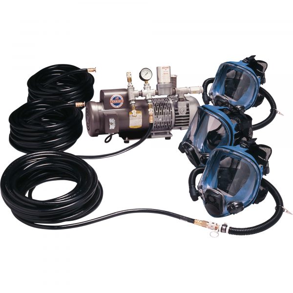 Allegro Three Worker Full Mask Respiration System Three Masks One 1 1/2 HP Pump Three 50in. Breathing Air Hoses Model 9200-03
