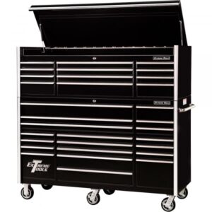 Extreme Tools Professional Top Chest and 19-Drawer Roller Cabinet Combo 72in Black/Chrome Model RX7231CRKC