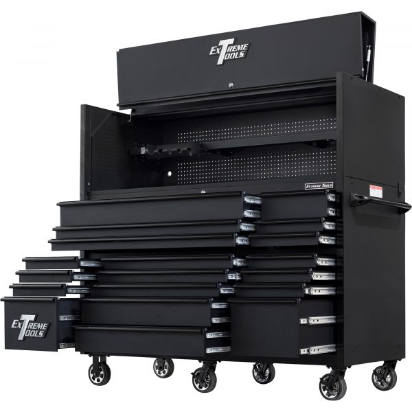 Extreme Tools RX723020HRMK Professional 72" Hutch/Roller Cabinet Combo, Matte Black - Image 2