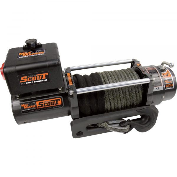 Mile Marker SEC8 Scout 12 Volt DC Powered Electric Truck Winch 8000-Lb. Capacity Synthetic Rope Model 77-53141