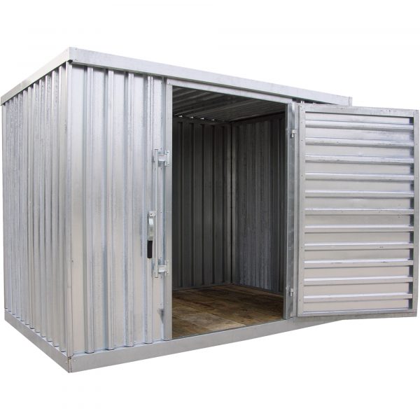 Vestil STOR-96-G-W-1RH 110"L x 78"W Galvanized Outdoor Storage Building - Image 2
