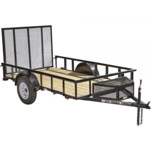 Carry-On Trailer 5.5ft. x 10ft. Steel Wood-floor Utility Trailer with Rear Gate/Ramp 2040-Lb. Load Capacity Model 5.5X10GWPR