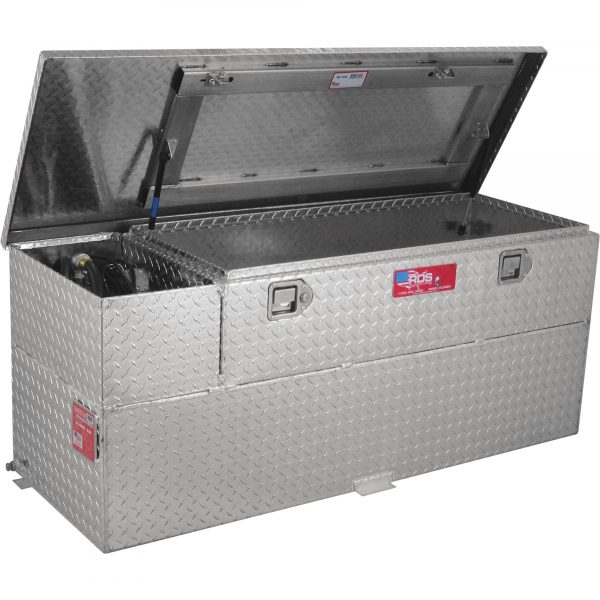 RDS Aluminum Transfer Fuel Tank Toolbox Combo with GPI 12V Fuel Transfer Pump 60-Gallon Rectangular Diamond Plate 8 GPM Model 73326