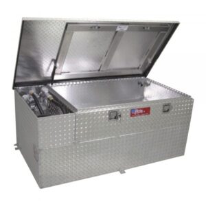 RDS Aluminum Transfer Fuel Tank Toolbox Combo with GPI 12V Fuel Transfer Pump 70-Gallon Rectangular Diamond Plate 8 GPM Model 73851
