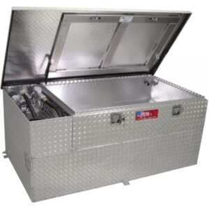 RDS Aluminum Transfer Fuel Tank Toolbox Combo with GPI 12V Fuel Transfer Pump 52-Gallon Rectangular Diamond Plate 8 GPM Model 73615