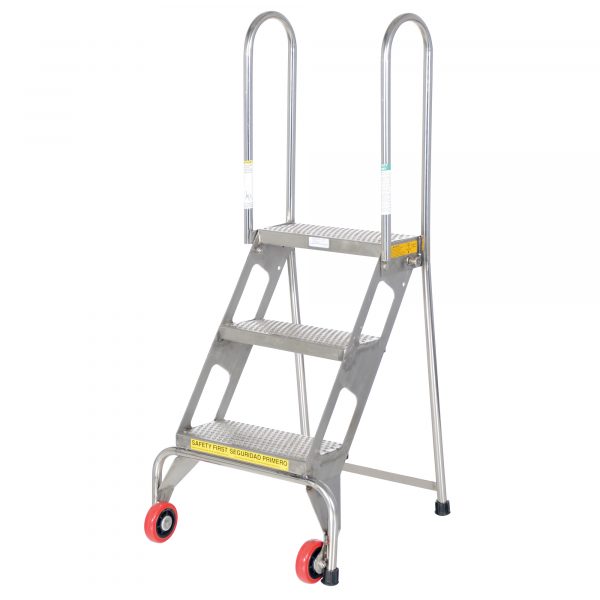 Vestil FLAD-3-SS 3-Step Folding Stainless Steel Ladder (58in H, 350 lb Cap) - Image 2