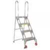 Vestil Folding 4 Step 61.5in Stainless Steel Ladder w/ Wheels 350lb. Capacity