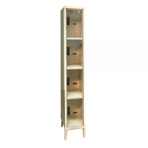 Hallowell DigiTech Four Tier Safety-View Plus Locker Height 78in Width 12in Color Family Tan Model UESVP1228-4A-PT
