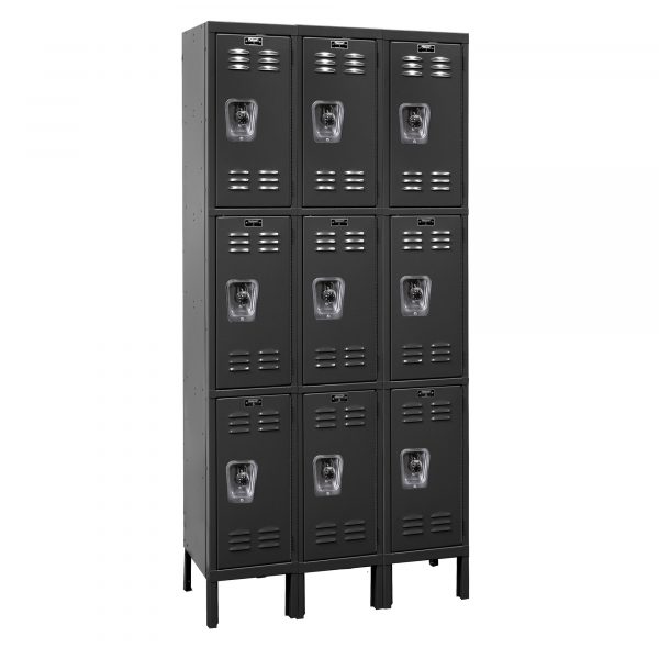 Hallowell Triple Tier ReadyBuilt Locker Height 78in Width 36in Color Family Black Model URB3258-3A-ME