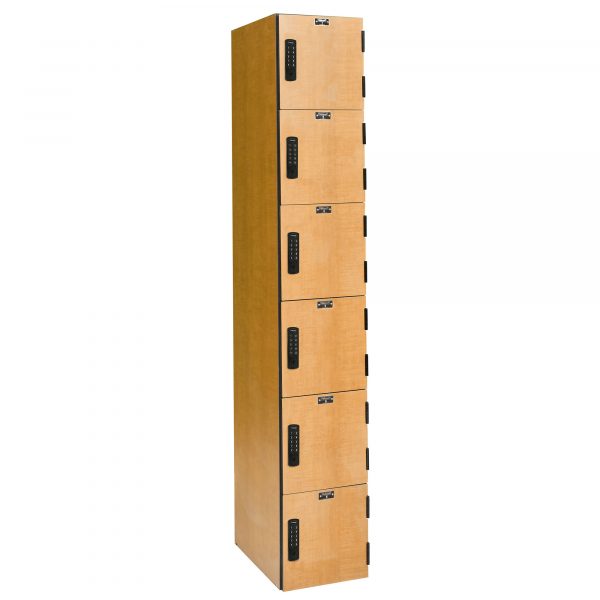 Hallowell Six Tier VersaMax Phenolic Locker Height 72in Width 12in Color Family Brown Model PHL1282-6A-E-FA