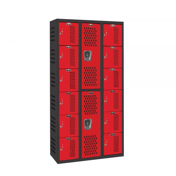 Hallowell Six Tier PE / Gym Locker Height 72in Width 12in Color Family Black Model AWA282-626MR