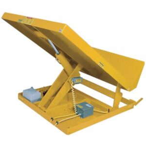 Vestil Lift and Tilt Table Yellow 115v 1 Phase Capacity 4000lbs Lowered Height 8in Raised Height 14.75in Model UNI-4848-4-YEL-115-1