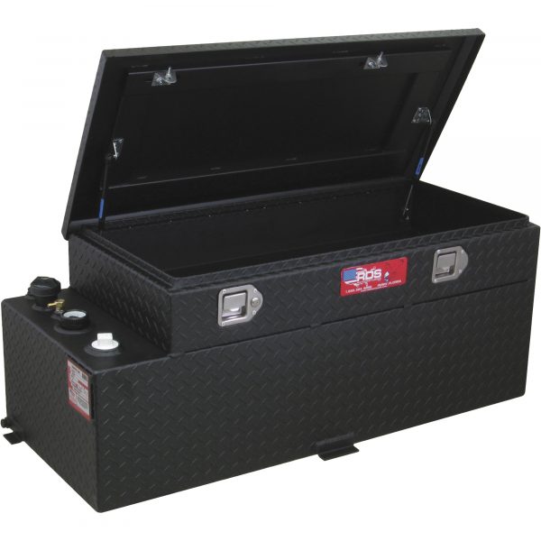 RDS 74026PC Aluminum Transfer Fuel Tank/Toolbox Combo 50 Gal Rectangular Black Diamond Plate - Image 2