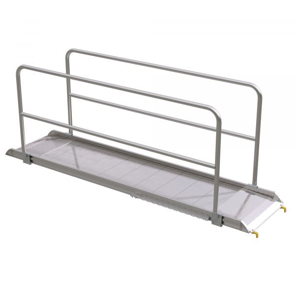 Vestil 120in Walk Ramp w/Handrails Aluminum 2200lb. Capacity Model AWR-28-10B-HR