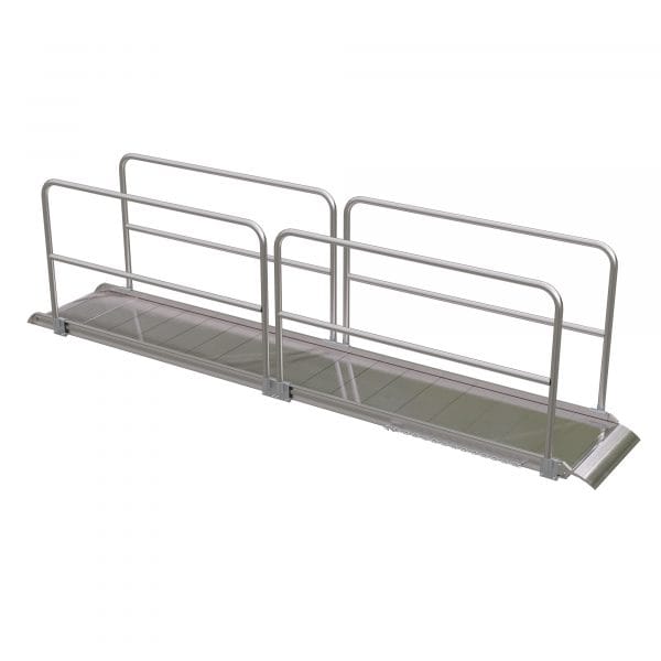 Vestil 168in Walk Ramp w/Handrails Aluminum 1600lb. Capacity Model AWR-28-14A-HR