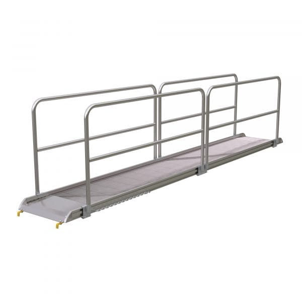 Vestil 192in Walk Ramp w/Handrails Aluminum 1000lb. Capacity Model AWR-28-16B-HR