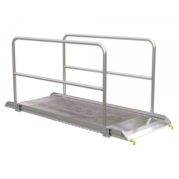 Vestil 96in Walk Ramp w/Handrails Aluminum 2500lb. Capacity Model AWR-38-8B-HR