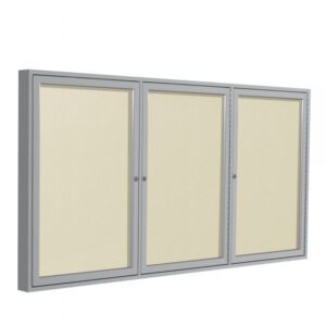 Ghent 48in x96in 3-Door Satin Aluminum Vinyl Bulletin Board Ivory Color Finish White Pieces 1 Product Type Corkboard Model PA34896VX-185