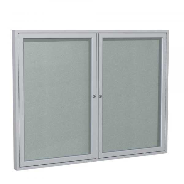 Ghent PA24860VX 48in x 60in 2-Door Enclosed Bulletin Board Vinyl Silver - Image 2