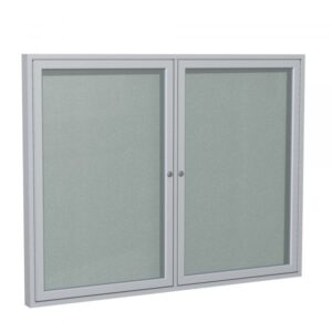 Ghent 48in x60in 2-Door Satin Aluminum Vinyl Bulletin Board Silver Color Finish Silver Pieces 1 Product Type Corkboard Model PA24860VX-193