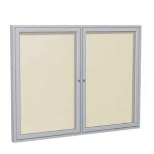 Ghent 48in x60in 2-Door Satin Aluminum Vinyl Bulletin Board Ivory Color Finish White Pieces 1 Product Type Corkboard Model PA24860VX-185