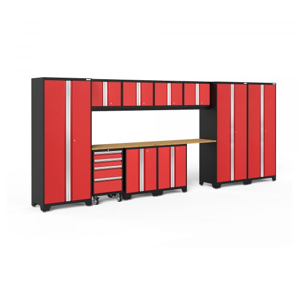 NewAge Products Bold Series Red 12-Pc. Steel Garage Cabinet Set Width 186in Height 76.75in Depth 18in Model 50615