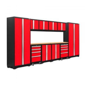 NewAge Products Bold Series Red 12-Pc. Steel Garage Cabinet Set Width 156in Height 76.75in Depth 18in Model 50610