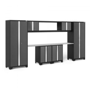 NewAge Products Bold Series Gray 9-Pc. Steel Garage Cabinet Set Width 156in Height 77.25in Depth 18in Model 50683