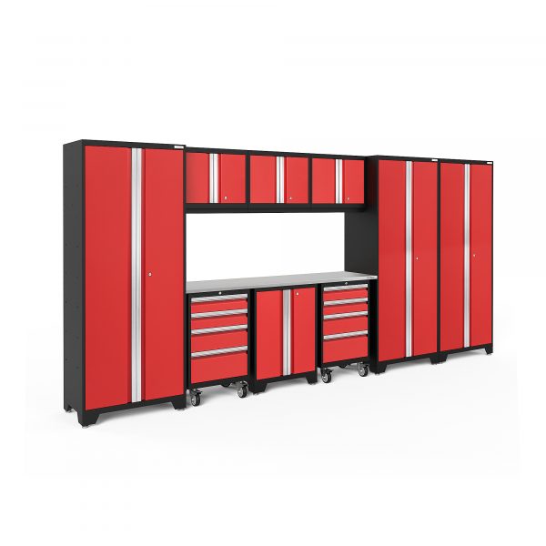 NewAge Products Bold Series Red 10-Pc. Steel Garage Cabinet Set Width 162in Height 76.75in Depth 18in Model 50613