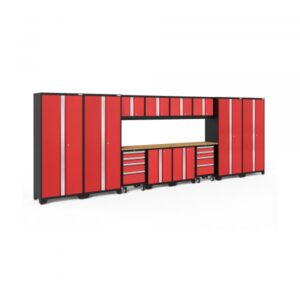 NewAge Products Bold Series Red 14-Pc. Steel Garage Cabinet Set Width 216in Height 76.75in Depth 18in Model 50616