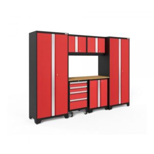 NewAge Products Bold Series Red 7-Pc. Steel Garage Cabinet Set Width 108in Height 76.75in Depth 18in Model 50621