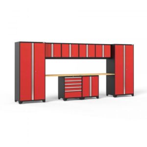 NewAge Products Pro Series Red 10-Pc. Steel Garage Cabinet Set Width 184in Height 85.25in Depth 24in Model 52250