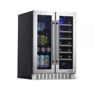Newair French Door Wine and Beverage Fridge Can Capacity 48 Height 33.9in Width 14.8in Model NWB080SS00