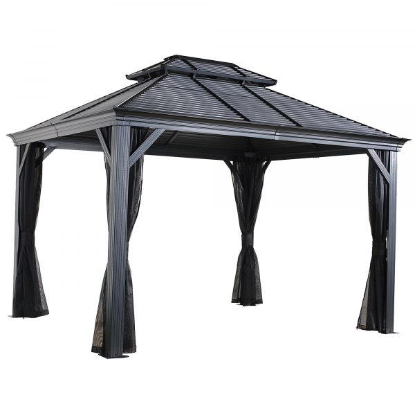 ShelterLogic Sojag Mykonos II Double Roof Gazebo 12×16 500-9165227 Color Gray Shape Other Frame Material Aluminum Model 500-9165227