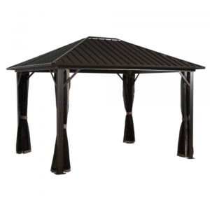 ShelterLogic Sojag Genova Gazebo 10×14 500-9165043 Color Brown Shape Other Frame Material Aluminum Model 500-9165043