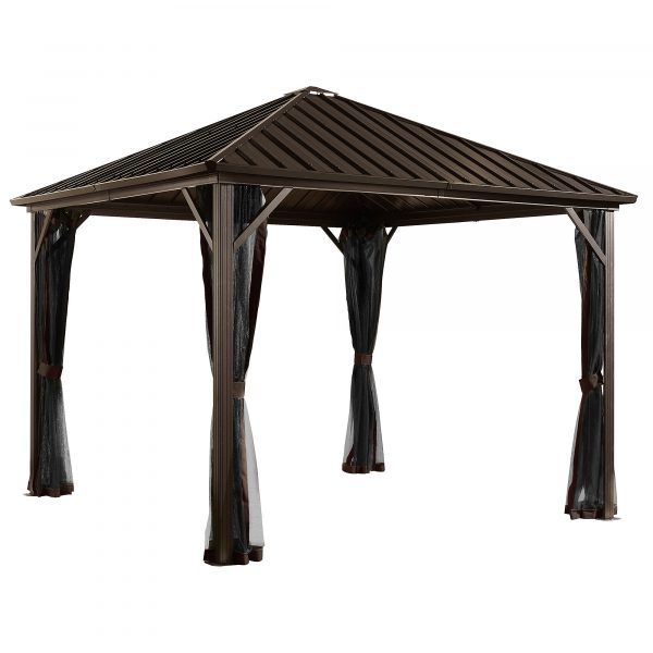 ShelterLogic Sojag Dakota Gazebo 10×10 500-9165012 Color Brown Shape Other Frame Material Aluminum Model 500-9165012