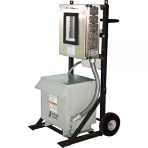 CEP Portable 2-Wheel Power Distribution Cart for Generators 480 Volts 100 Amps 3-Phase 15 kVA Transformer Model 6210PDC15-2
