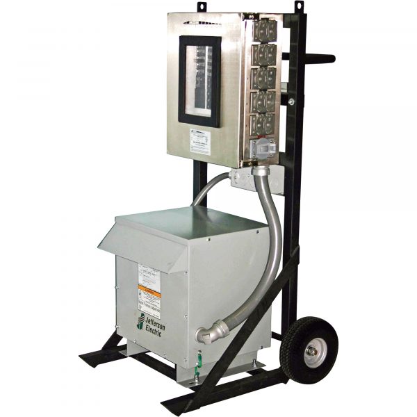 CEP Portable 2-Wheel Power Distribution Cart for Generators 480 Volts 100 Amps 3-Phase 30 kVA Transformer Model 6210PDC30-2