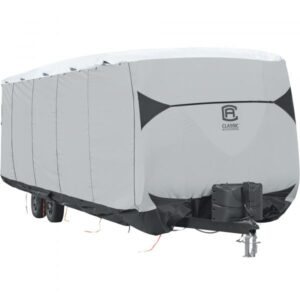Classic Accessories Overdrive SkyShield Travel Trailer Cover Gray and White Fits 38Ft L–40Ft L x 124in Travel Trailers Model 80-391-102201-EX