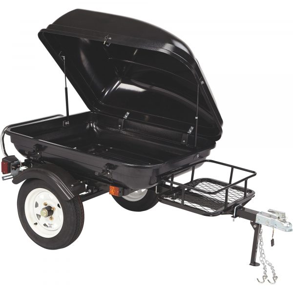 Ultra-Tow Tag-Along Pull Behind Motorcycle Cargo Trailer Steel Frame 16.6 Cu.Ft. Storage 600-Lb. Load Capacity