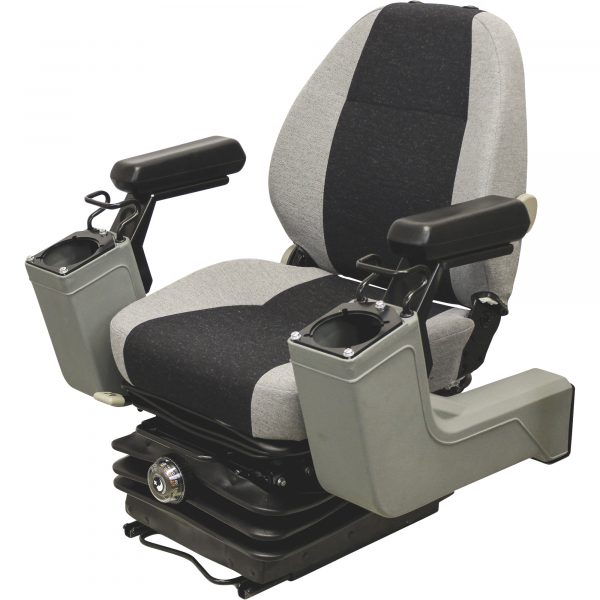 K&M Uni-Pro Construction Mechanical Suspension Seat with Pods Fabric Cover Black and Gray Model 8413