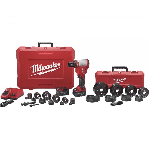 Milwaukee ForceLogic M18 Cordless 10-Ton Knockout Tool Kit 1/2in.–4in. 2 Batteries Model 2676-23