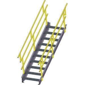 Equipto OSHA Industrial Steel Stairway 36in.W Tread 5 Stairs 53in. Stair Height