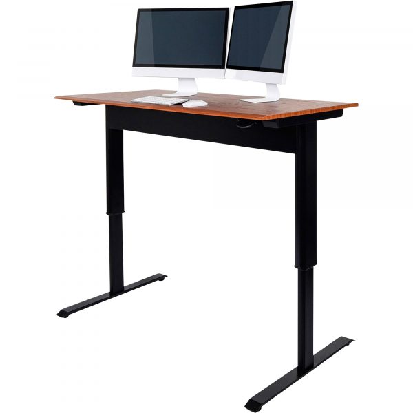 Luxor Pneumatic Adjustable Height Standing Desk Black/Teak 56in W x 29.5in D x 27.5–44.5in Model SPN56F-BK/TK