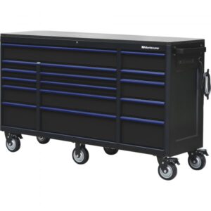 Montezuma 72in x 20in 16-Drawer Rolling Tool Cabinet 72 5/8inW x 20 1/8inD x 41 1/8inH Black Model BKM722016TC