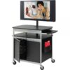 Safco Scoot Steel Flat-Panel Multimedia Cart with Locking Cabinet Black Model 8941BL