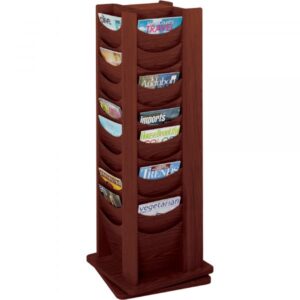 Safco 48-Pocket Wood Rotating Display Mahogany 17 3/4in x 17 3/4in.D x 49 1/2in Model 4335MH