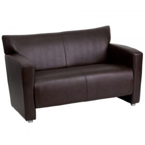 Flash Furniture Leather Loveseat Brown 51in W x 30in D x 31.25in Model 2222BN