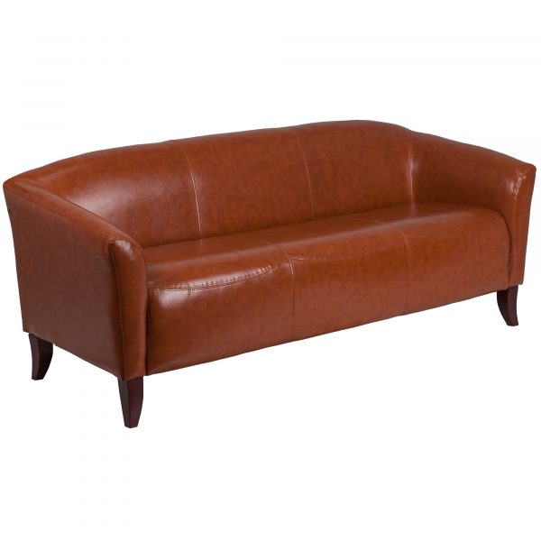 Flash Furniture Leather Sofa Cognac 72.75in W x 29in D x 29in Model 1113CG